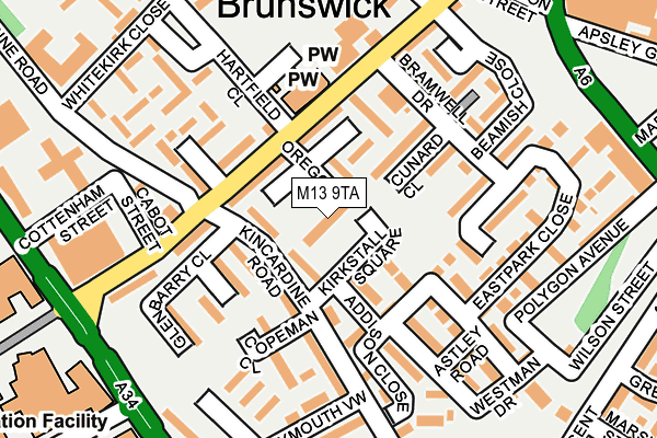 M13 9TA map - OS OpenMap – Local (Ordnance Survey)