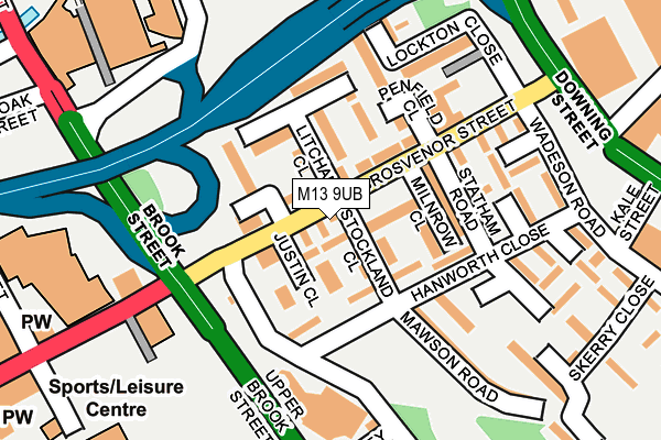 M13 9UB map - OS OpenMap – Local (Ordnance Survey)