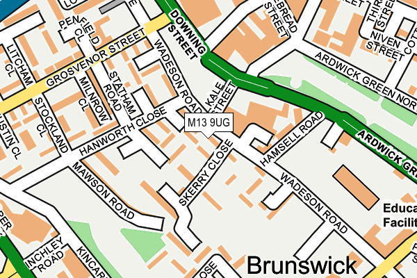 M13 9UG map - OS OpenMap – Local (Ordnance Survey)