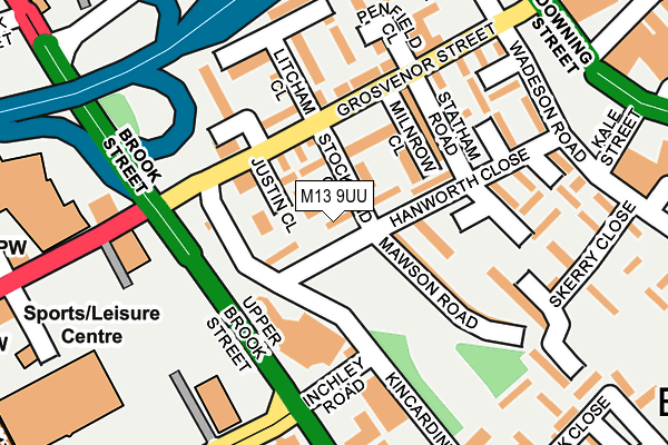 M13 9UU map - OS OpenMap – Local (Ordnance Survey)