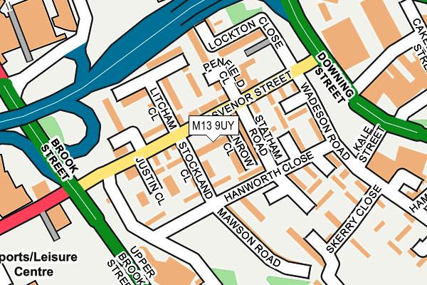 M13 9UY map - OS OpenMap – Local (Ordnance Survey)