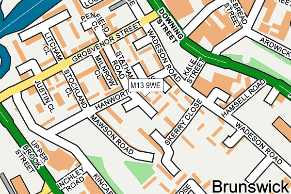 M13 9WE map - OS OpenMap – Local (Ordnance Survey)