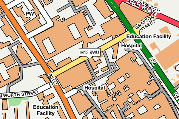 M13 9WU map - OS OpenMap – Local (Ordnance Survey)