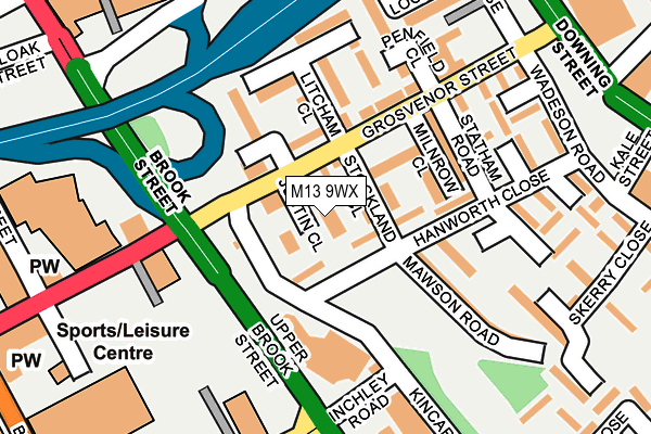 M13 9WX map - OS OpenMap – Local (Ordnance Survey)