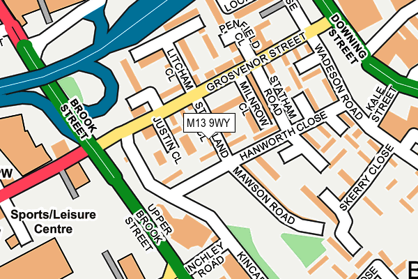 M13 9WY map - OS OpenMap – Local (Ordnance Survey)