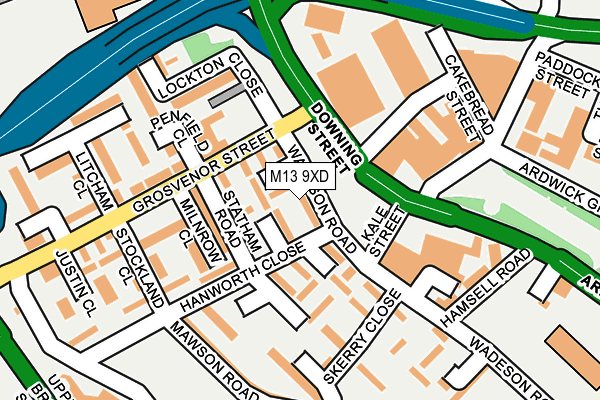 M13 9XD map - OS OpenMap – Local (Ordnance Survey)