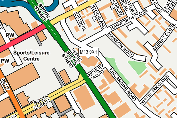 M13 9XH map - OS OpenMap – Local (Ordnance Survey)