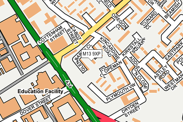 M13 9XP map - OS OpenMap – Local (Ordnance Survey)