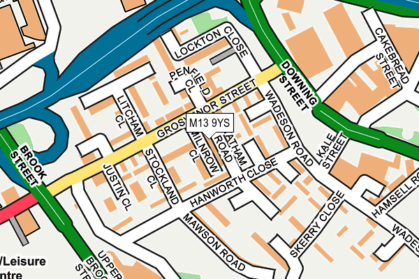 M13 9YS map - OS OpenMap – Local (Ordnance Survey)