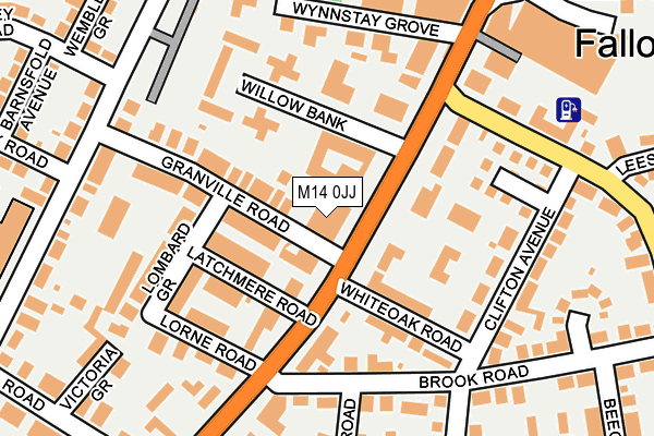 M14 0JJ map - OS OpenMap – Local (Ordnance Survey)