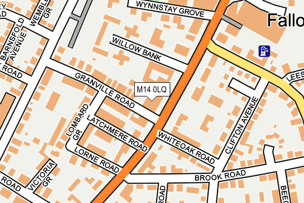 M14 0LQ map - OS OpenMap – Local (Ordnance Survey)