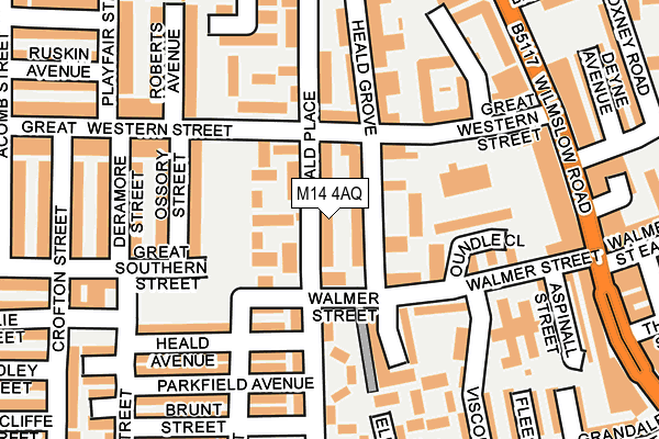 M14 4AQ map - OS OpenMap – Local (Ordnance Survey)