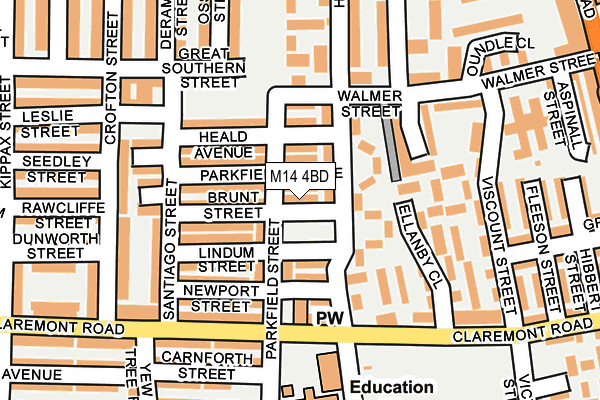 M14 4BD map - OS OpenMap – Local (Ordnance Survey)