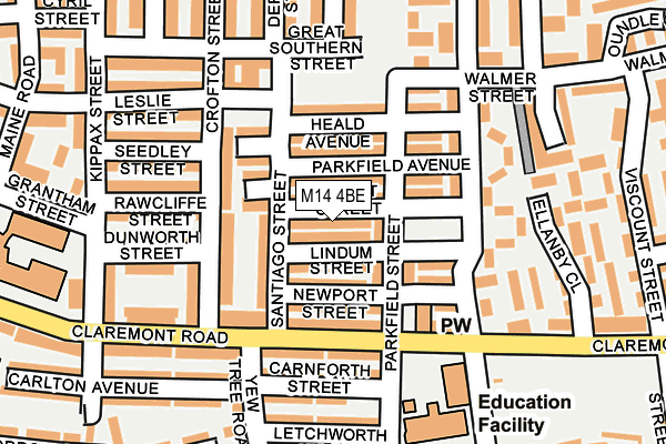 M14 4BE map - OS OpenMap – Local (Ordnance Survey)