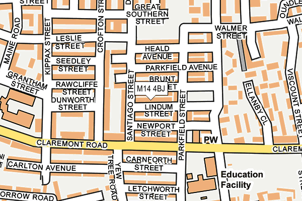 M14 4BJ map - OS OpenMap – Local (Ordnance Survey)