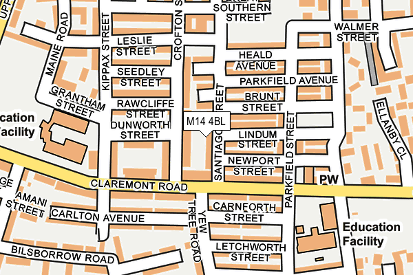 M14 4BL map - OS OpenMap – Local (Ordnance Survey)