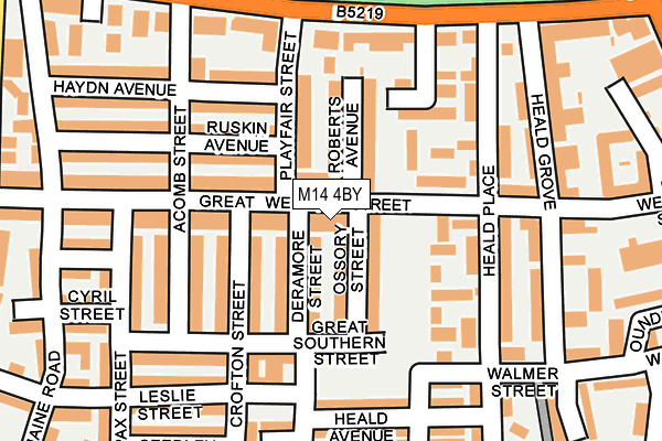 M14 4BY map - OS OpenMap – Local (Ordnance Survey)