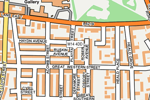 M14 4DD map - OS OpenMap – Local (Ordnance Survey)