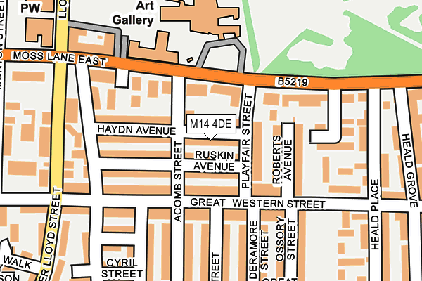 M14 4DE map - OS OpenMap – Local (Ordnance Survey)