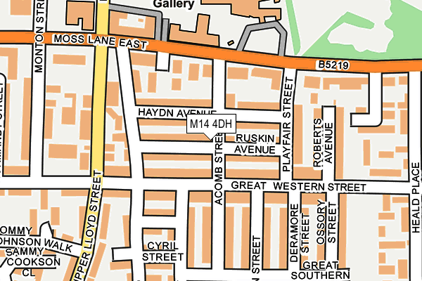 M14 4DH map - OS OpenMap – Local (Ordnance Survey)