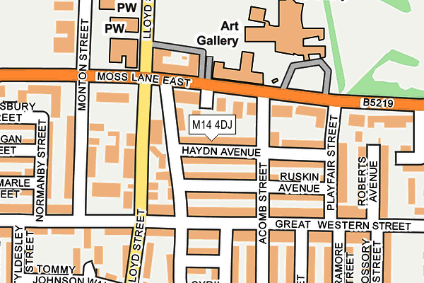 M14 4DJ map - OS OpenMap – Local (Ordnance Survey)