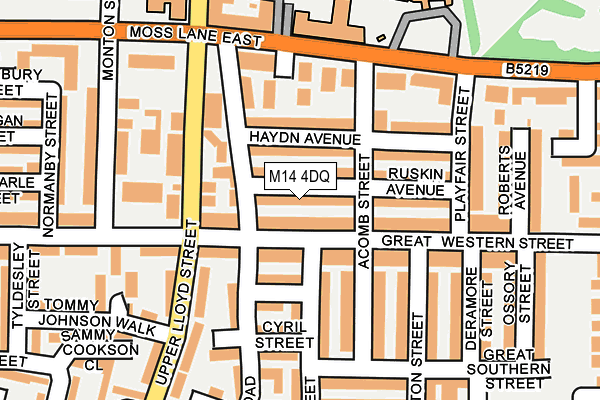 M14 4DQ map - OS OpenMap – Local (Ordnance Survey)