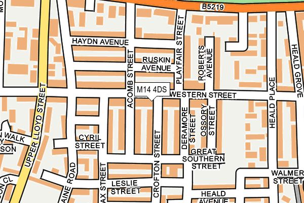 M14 4DS map - OS OpenMap – Local (Ordnance Survey)