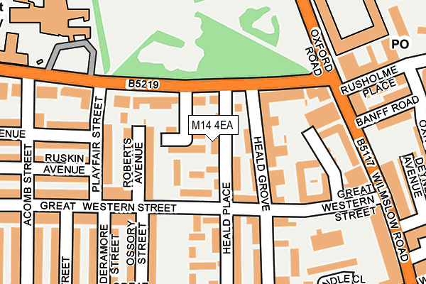 M14 4EA map - OS OpenMap – Local (Ordnance Survey)