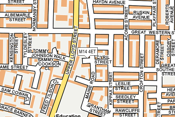 M14 4ET map - OS OpenMap – Local (Ordnance Survey)