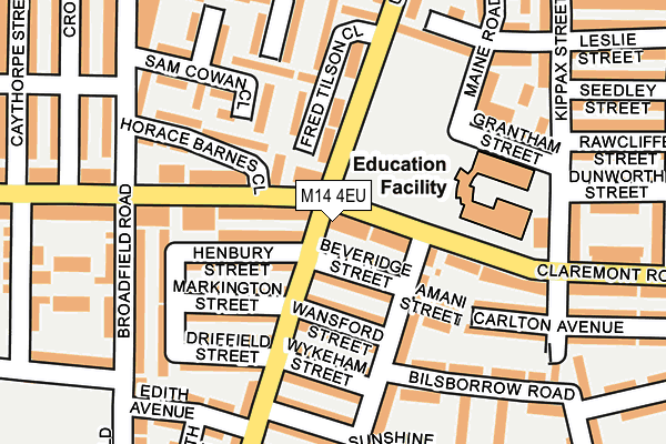 M14 4EU map - OS OpenMap – Local (Ordnance Survey)