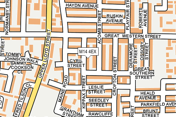 M14 4EX map - OS OpenMap – Local (Ordnance Survey)