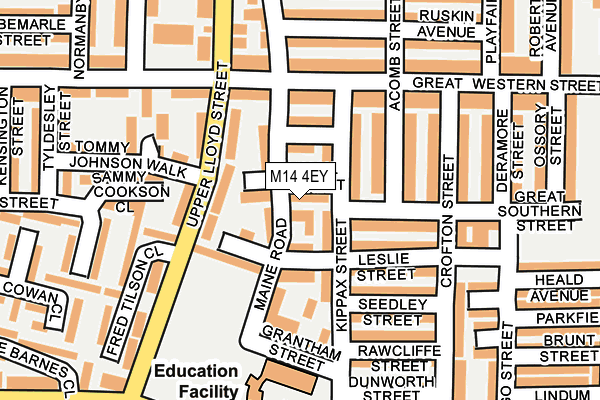 M14 4EY map - OS OpenMap – Local (Ordnance Survey)