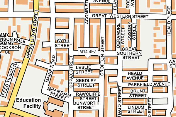 M14 4EZ map - OS OpenMap – Local (Ordnance Survey)