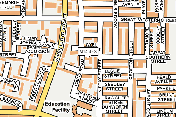 M14 4FS map - OS OpenMap – Local (Ordnance Survey)