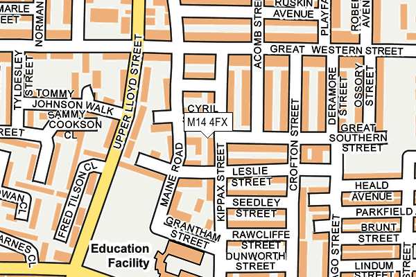 M14 4FX map - OS OpenMap – Local (Ordnance Survey)