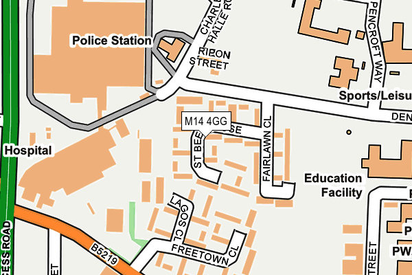 M14 4GG map - OS OpenMap – Local (Ordnance Survey)