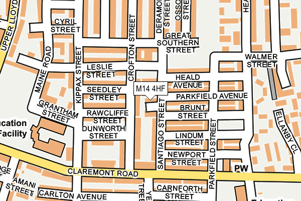 M14 4HF map - OS OpenMap – Local (Ordnance Survey)