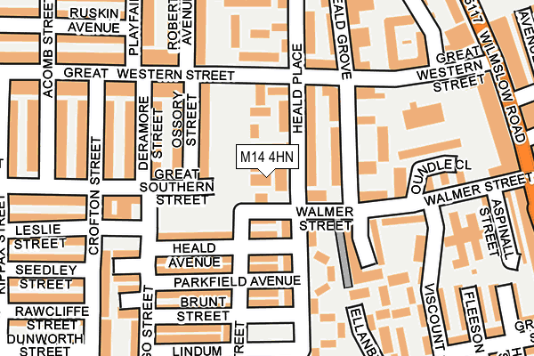 M14 4HN map - OS OpenMap – Local (Ordnance Survey)