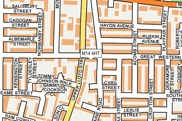 M14 4HT map - OS OpenMap – Local (Ordnance Survey)