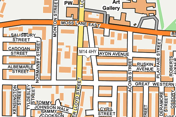 M14 4HY map - OS OpenMap – Local (Ordnance Survey)