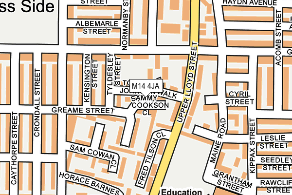 M14 4JA map - OS OpenMap – Local (Ordnance Survey)