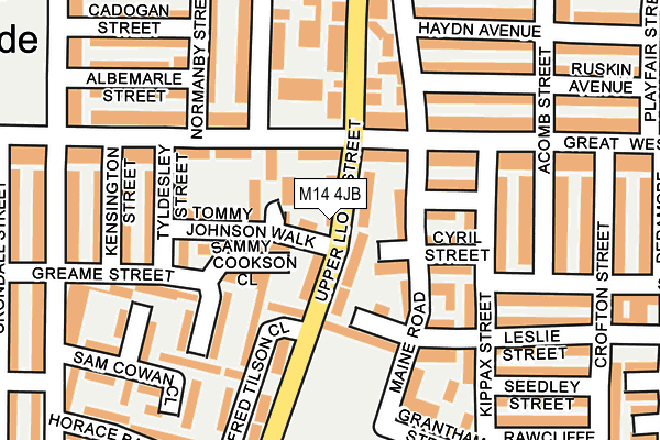 M14 4JB map - OS OpenMap – Local (Ordnance Survey)