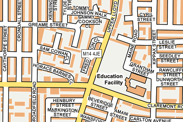 M14 4JE map - OS OpenMap – Local (Ordnance Survey)