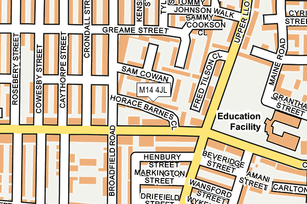 M14 4JL map - OS OpenMap – Local (Ordnance Survey)