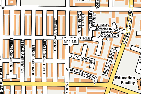 M14 4JN map - OS OpenMap – Local (Ordnance Survey)