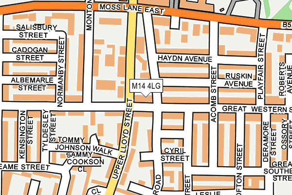 M14 4LG map - OS OpenMap – Local (Ordnance Survey)