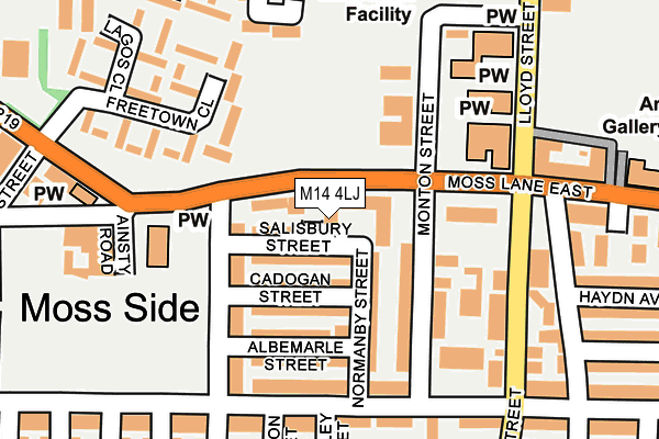 M14 4LJ map - OS OpenMap – Local (Ordnance Survey)