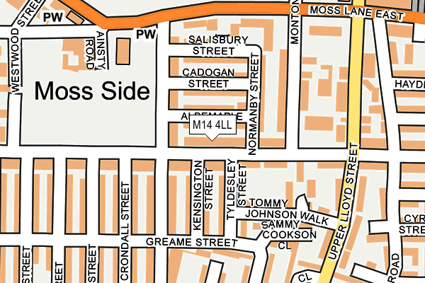 M14 4LL map - OS OpenMap – Local (Ordnance Survey)