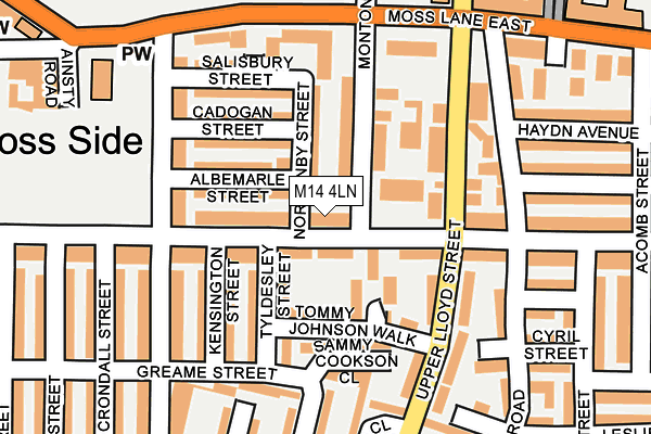 M14 4LN map - OS OpenMap – Local (Ordnance Survey)