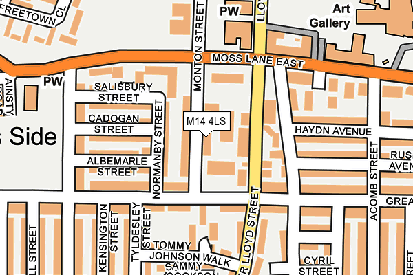 M14 4LS map - OS OpenMap – Local (Ordnance Survey)